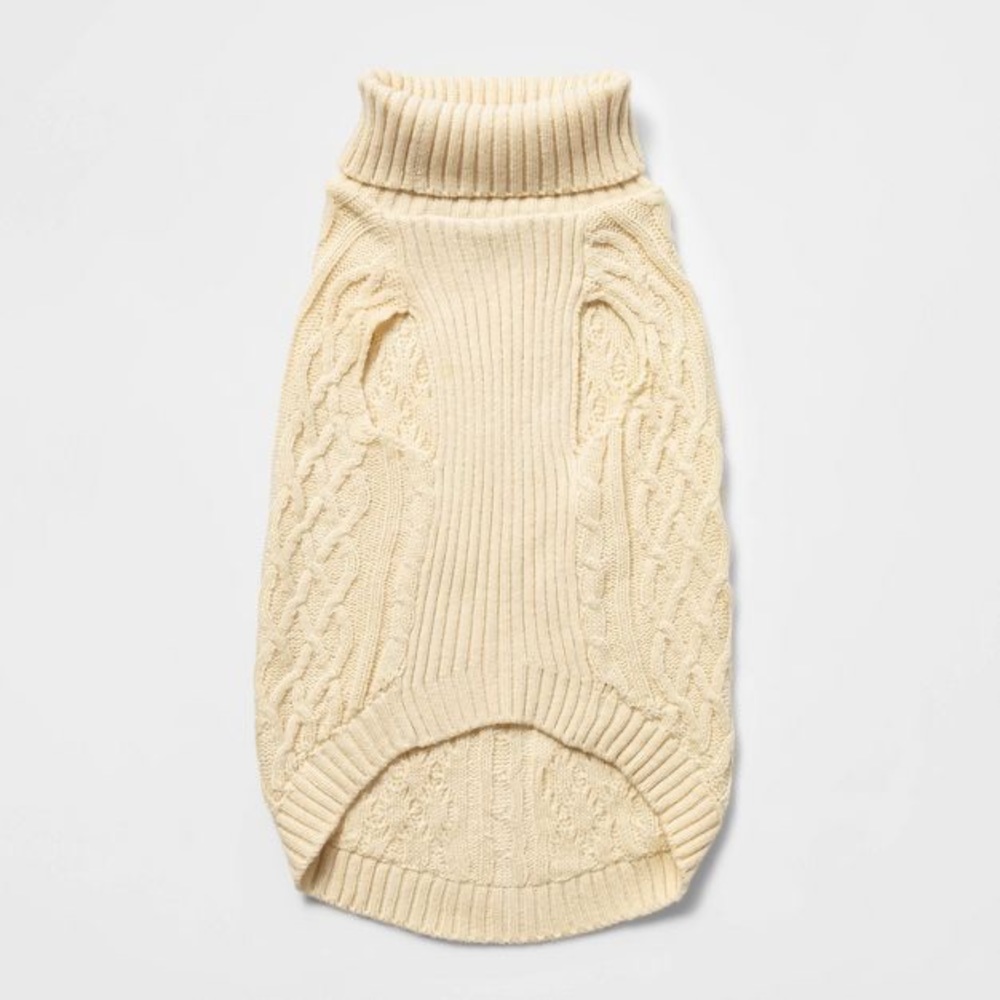 Boots & Barkley Dog or Cat Sweater Pet Apparel Beige Up to 40 lbs Size Medium - Picture 4 of 9